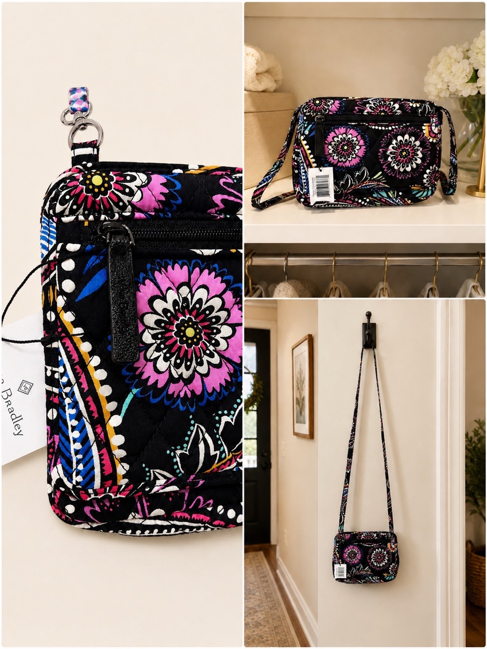 NWT Vera Bradley Petite Crossbody Bandana Swirl Quilted Cotton Bag
